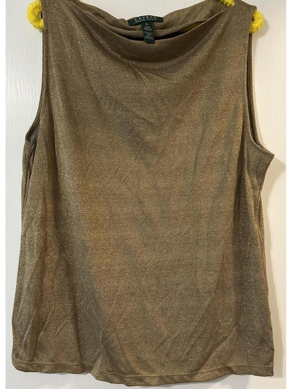 Ralph Lauren drape neck gold metalic sleeveless size XL shirt